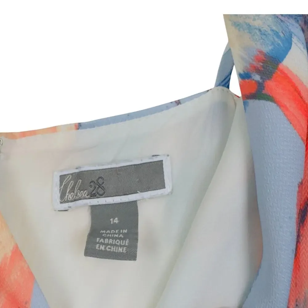 Chelsea28 Wrap Watercolor Artsy Art to Wear Spaghetti Strap Dress Women's SZ 14 - Picture 8 of 9